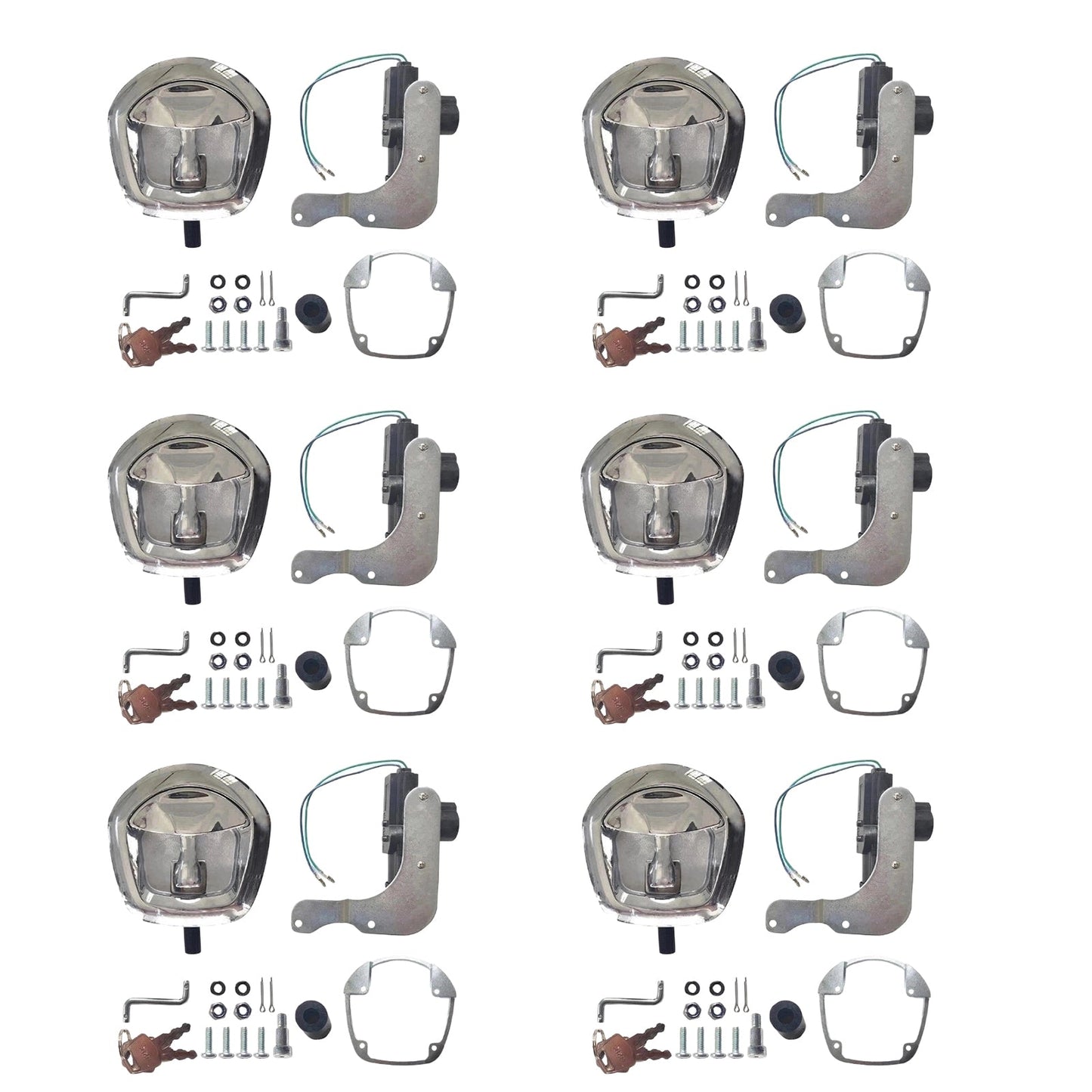 6x Chrome Power Operated Recessed Folding Whale Tail T-Lock Handle Set Suitable For Toolbox-0