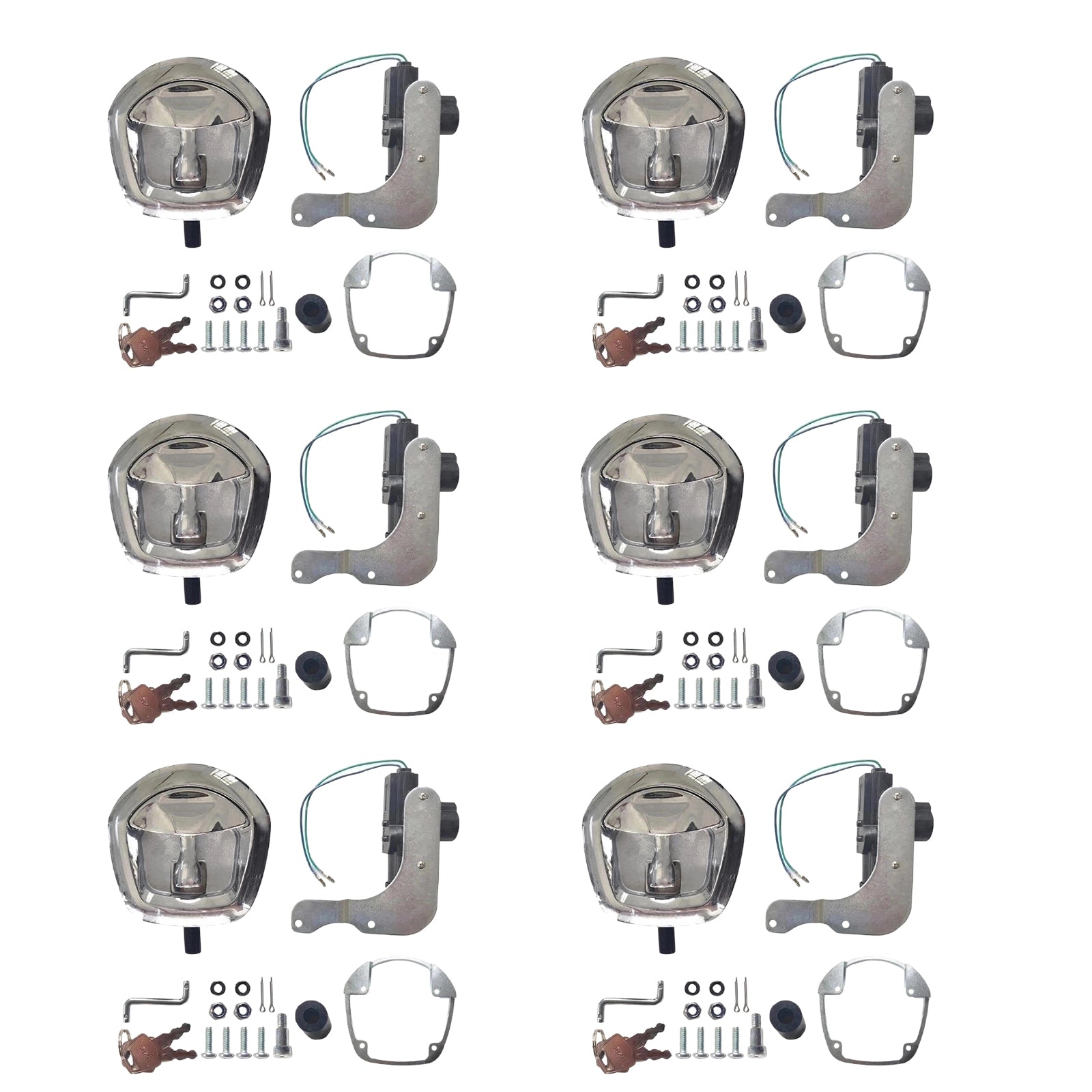 6x Chrome Power Operated Recessed Folding Whale Tail T-Lock Handle Set Suitable For Toolbox-0