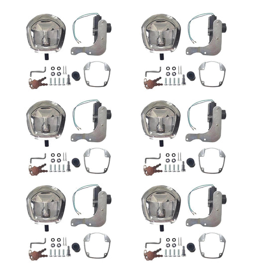 6x Chrome Power Operated Recessed Folding Whale Tail T-Lock Handle Set Suitable For Toolbox-0
