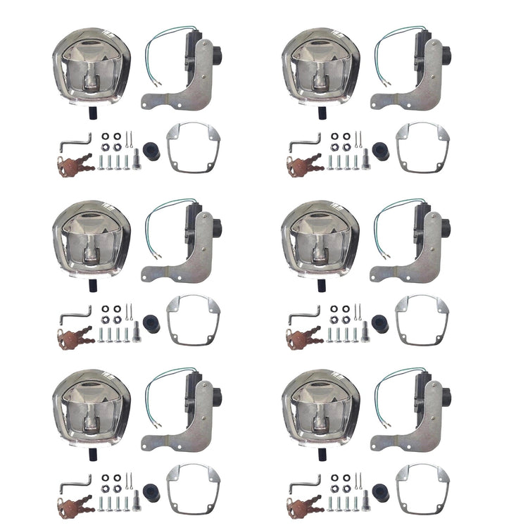 6x Chrome Power Operated Recessed Folding Whale Tail T-Lock Handle Set Suitable For Toolbox-0