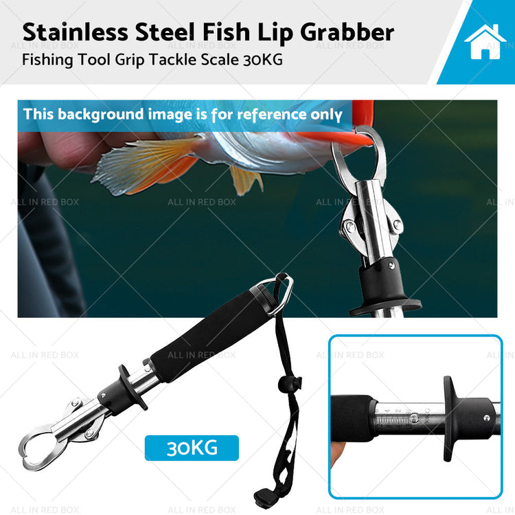 Stainless Steel Fish Lip Grabber Gripper Fishing Tool Grip Tackle Scale 30KG-0