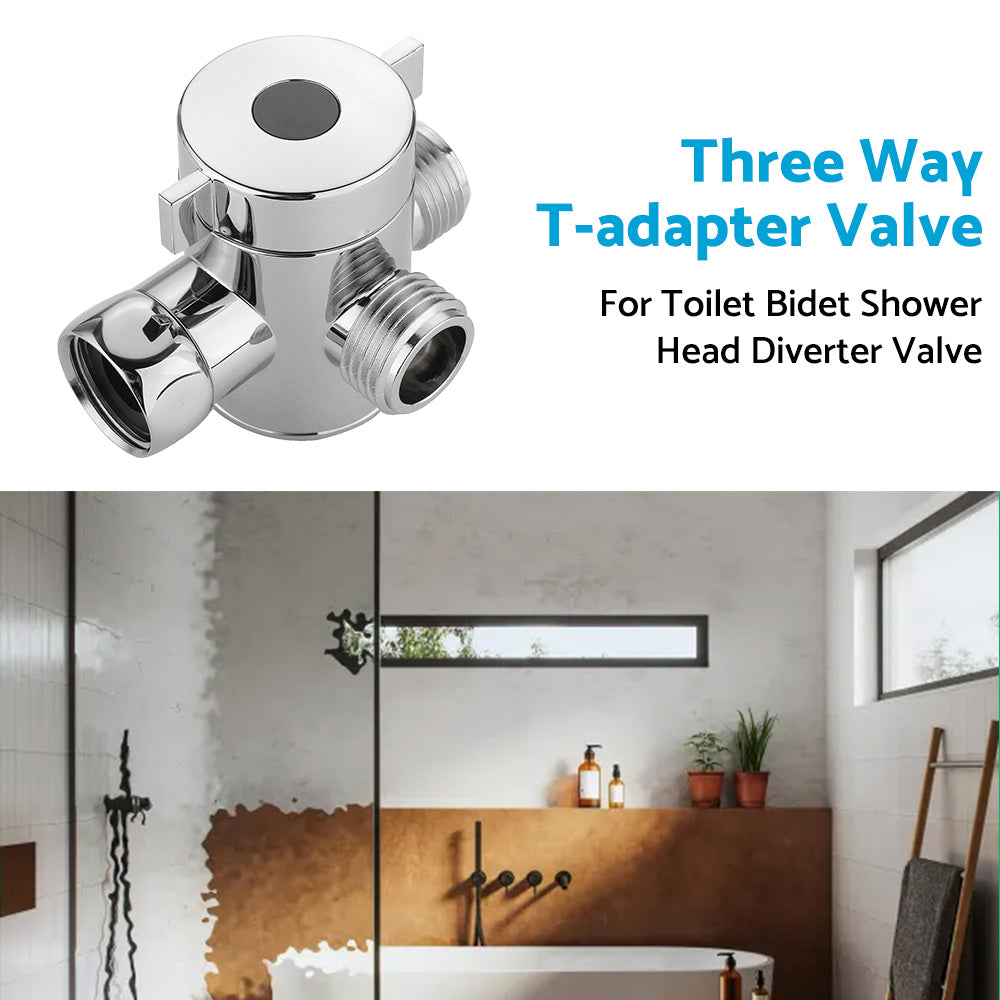 1 2 in Three Way T-adapter Valve For Toilet Bidet Shower Head Diverter Valve-2