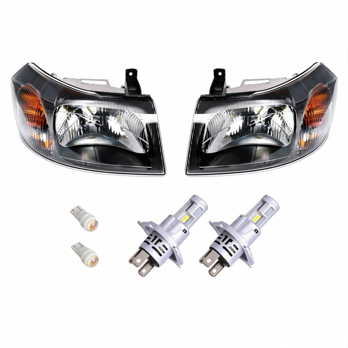 Head Light Assembly LHD Manual Adjust LED H4 Pair Suitable for Ford Transit VH-1
