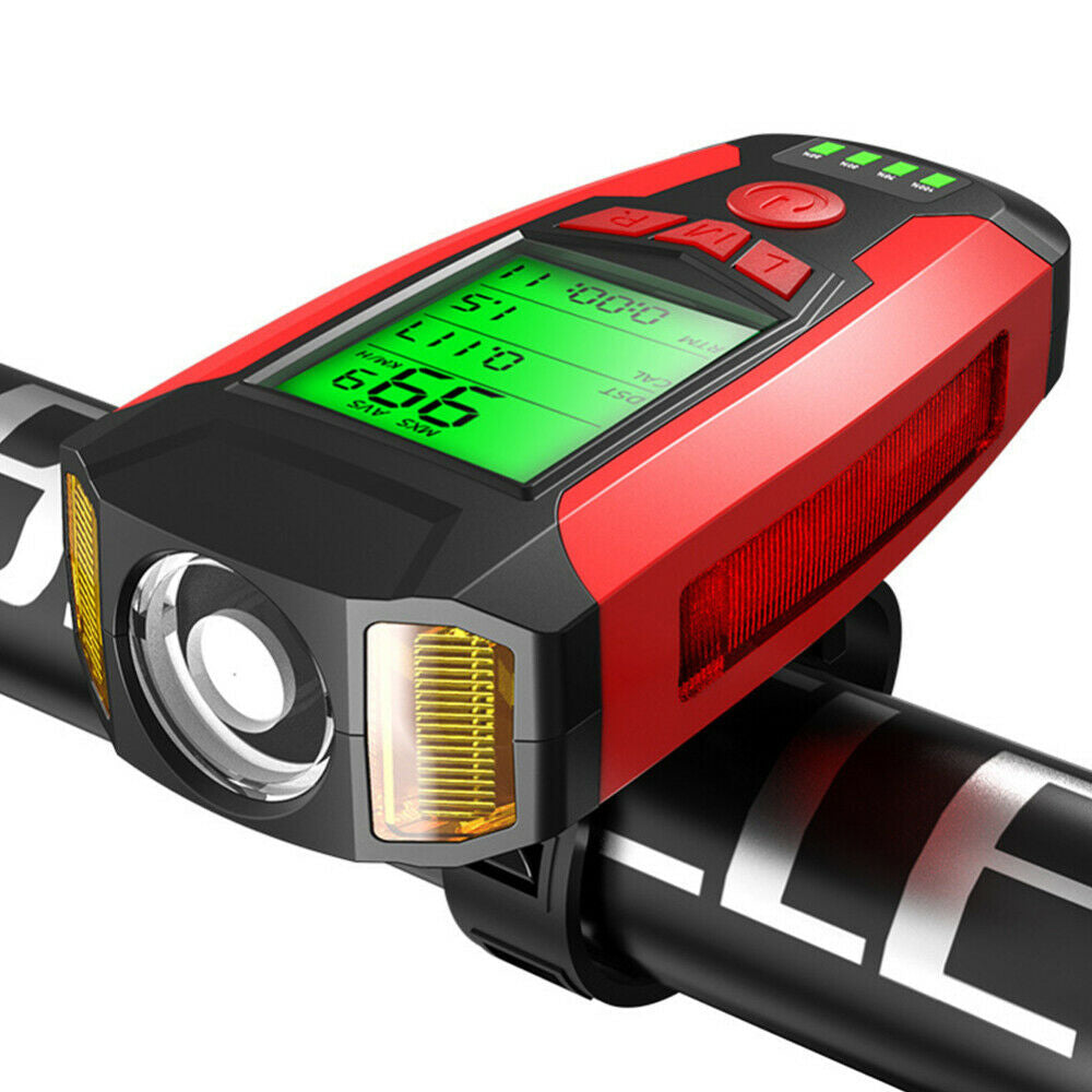 LED Bicycle Headlight with Horn and Speedometer USB-Rechargeable Front Bike Light Suitable For Bicycles-6