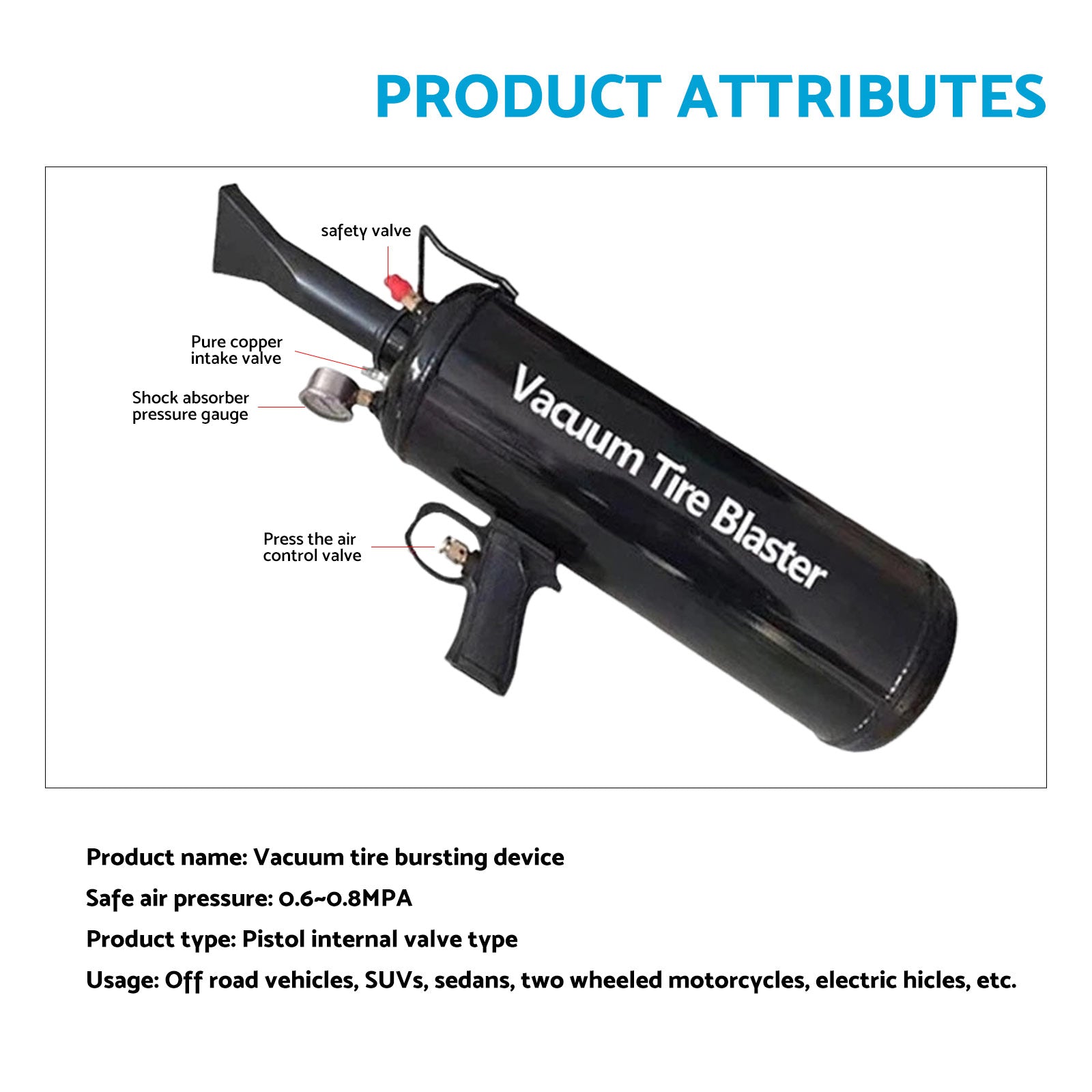 9 Litre Tyre Inflator Air On Board Portable Steel Air Tank  Bead Seater Blaster-3