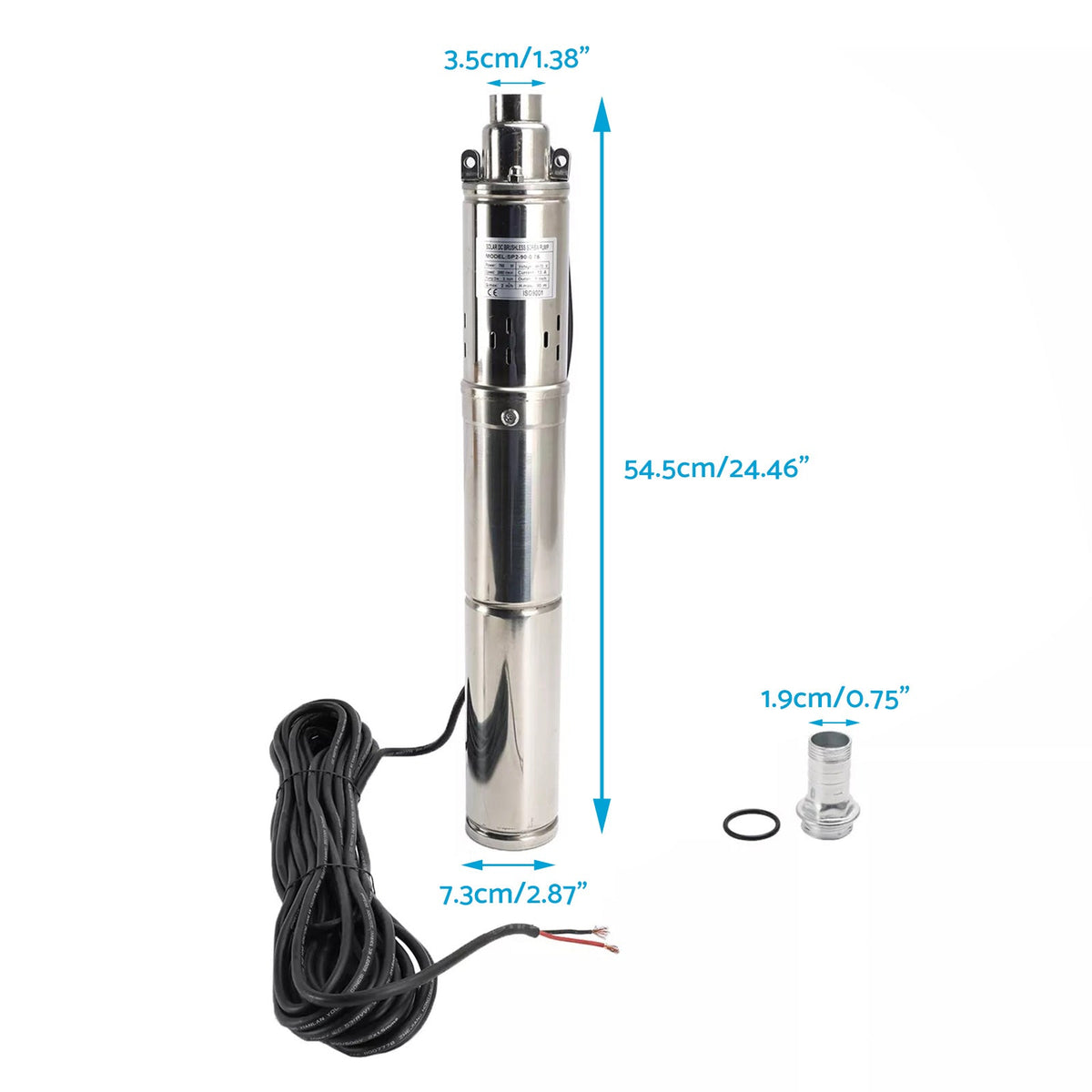 3in 48V 750W Deep Well Solar Submersible Bore Hole Water Pump With 15M Line-4