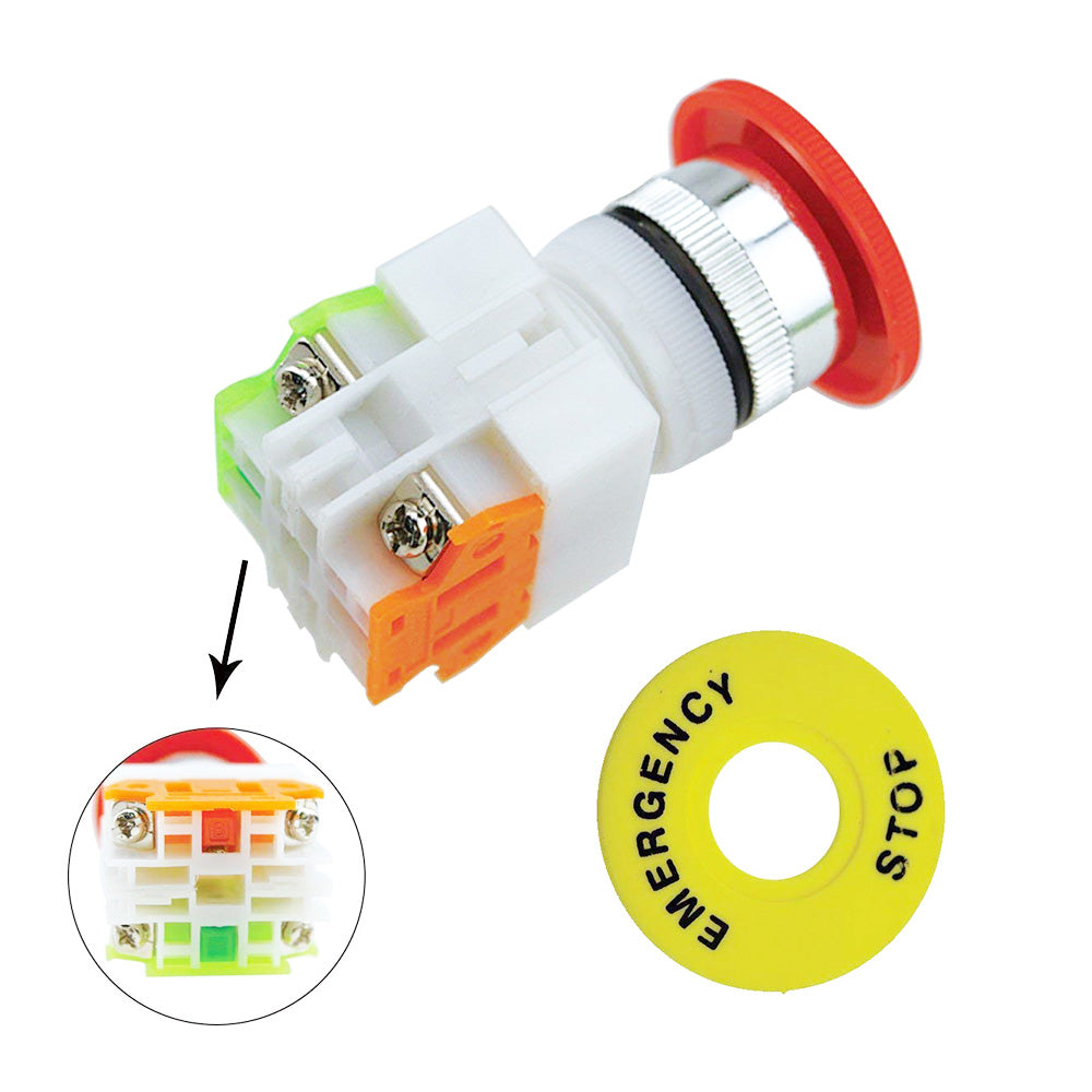 Emergency Stop Push Button Switch 2x Red Mushroom Suitable For Industrial or Automotive Use-3