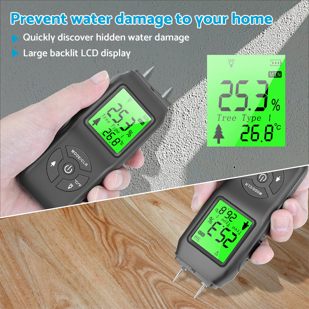 2-Pin Digital LCD Moisture Meter Suitable For Wood, Damp Detection & Caravan Testing-3