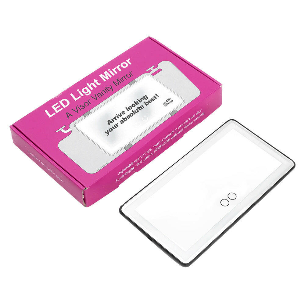 Sun Visor Makeup Cosmetic Mirror Set with 3-Type 60 LED Light 26x13cm Black Suitable For Universal Cars-0