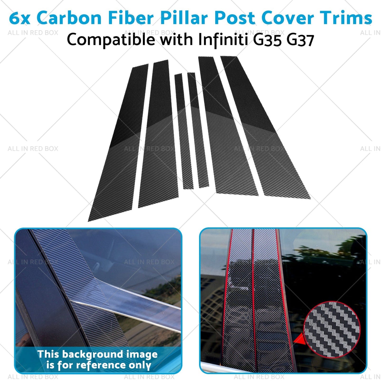 6x Carbon Fiber Pillar Post Cover Trims Suitable for Infiniti G35 02 - 13 - Frazy's Auto Parts