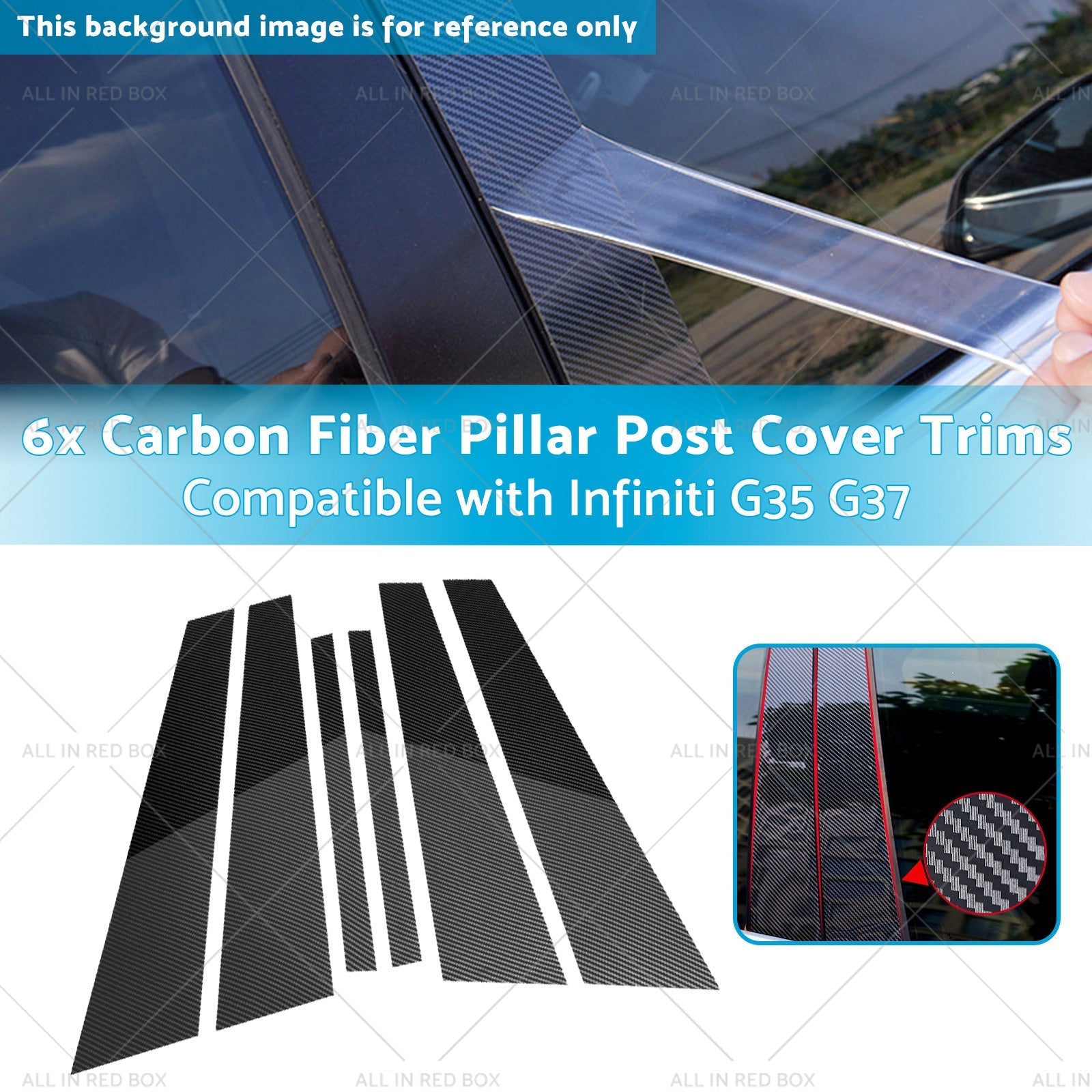 6x Carbon Fiber Pillar Post Cover Trims Suitable for Infiniti G35 02 - 13 - Frazy's Auto Parts