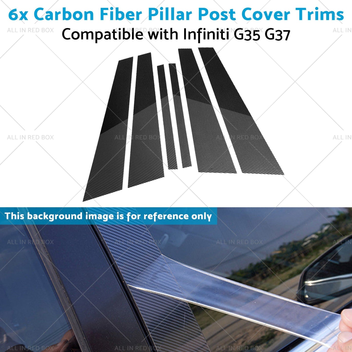 6x Carbon Fiber Pillar Post Cover Trims Suitable for Infiniti G35 02 - 13 - Frazy's Auto Parts