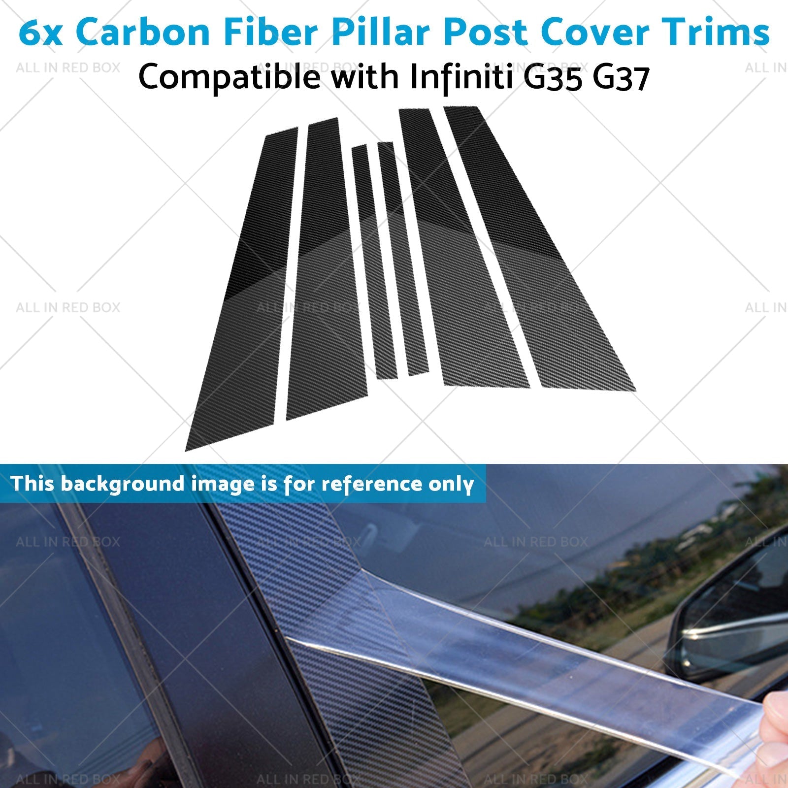 6x Carbon Fiber Pillar Post Cover Trims Suitable for Infiniti G35 02 - 13 - Frazy's Auto Parts
