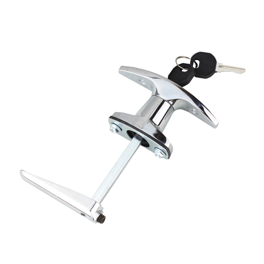 2 Set Chrome Rear Fixing T Handle Lock W or  Key For Trailer Caravan Canopy Toolbox-0