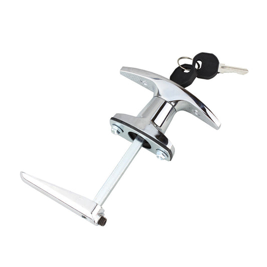 2 Set Chrome Rear Fixing T Handle Lock W or  Key For Trailer Caravan Canopy Toolbox-0