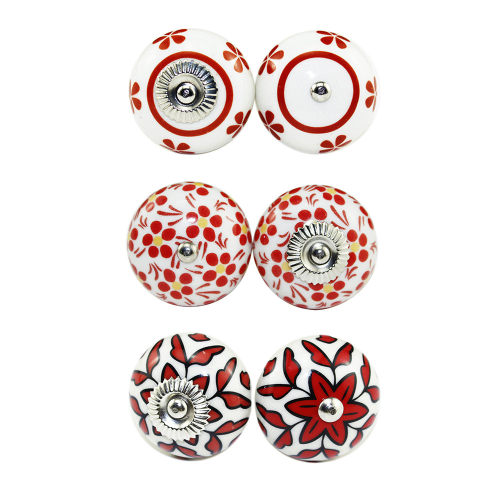 6 Pcs Cupboard Door Knobs Handles Drawer Pull Vintage Ceramic Knob Shabby Chic-0