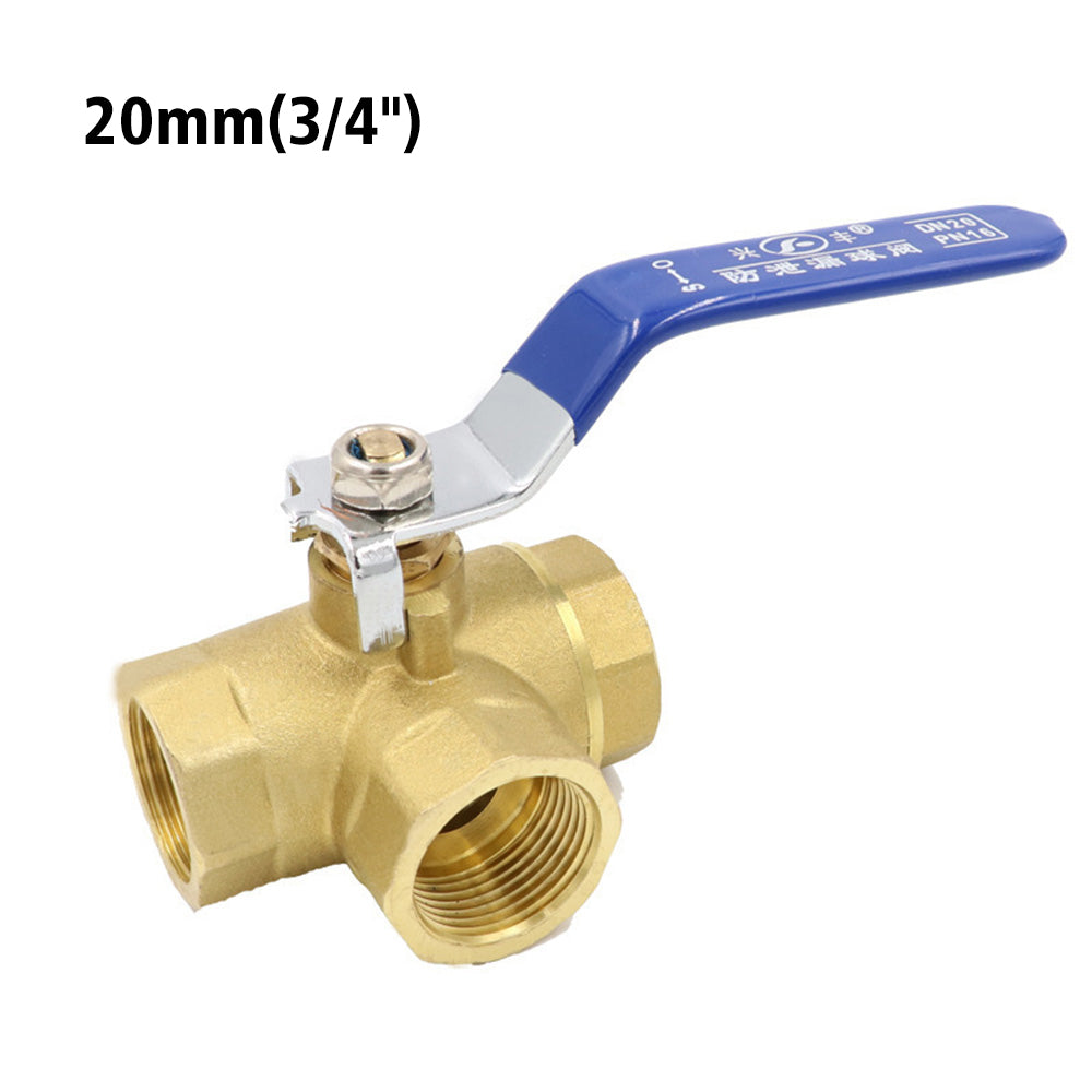 Three Way T Port Brass Ball Valve Suitable For Kitchen Water Pipe Systems-0
