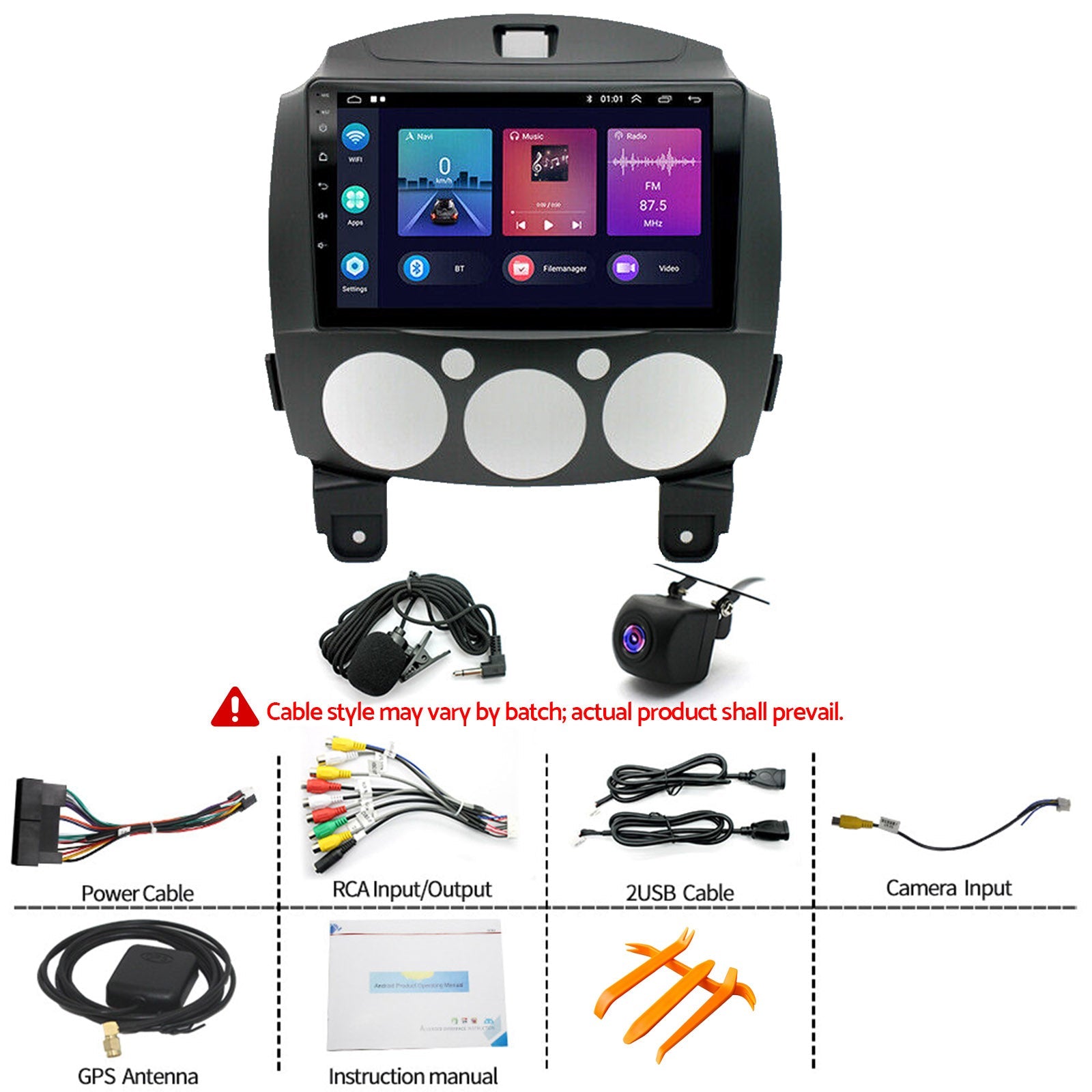 Android 13 Head Unit 9'' Apple CarPlay Bluetooth Suitable For Mazda 2 2007-2014-4