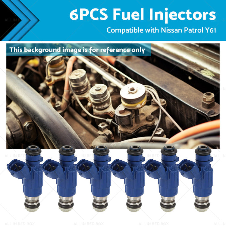 6PCS Fuel Injector Suitable For Nissan Patrol Y61 TB48DE RB25DET 16600-AA500-0