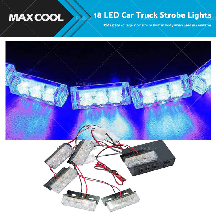 18 LED Red or Blue 12V Car Strobe Flash Light Dash Urgency Flashing Lamp-0