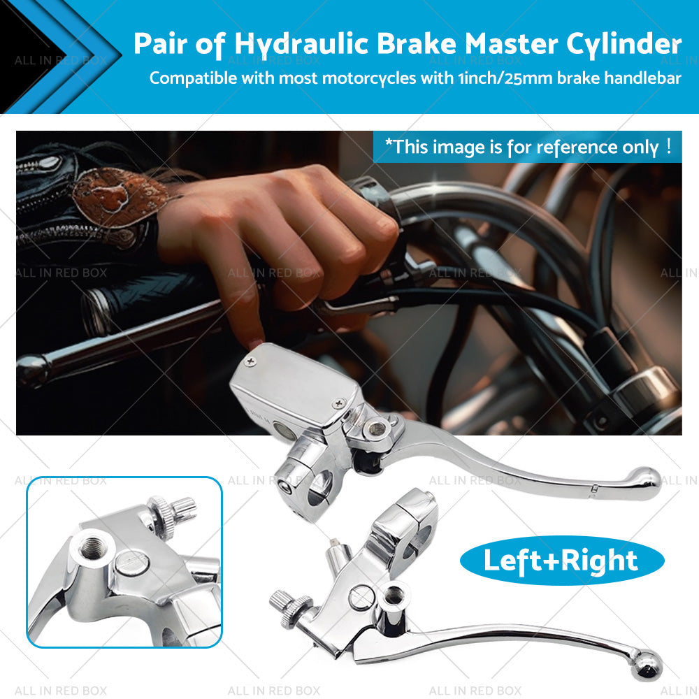 1inch Chrome Motorcycle Handlebar Hydraulic Brake Master Cylinder  and  Clutch Lever-0