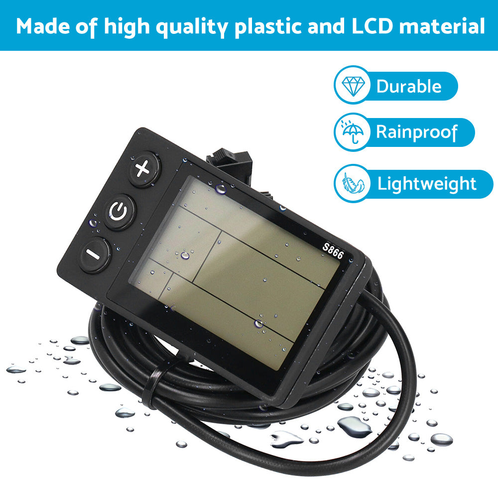 LCD Display Suitable For Electric Bike S866 24V/36V/48V – Waterproof Plug Fit For Ebike & Scooter-3