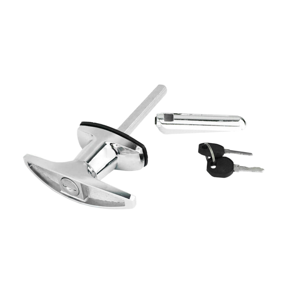 2 Set Chrome Rear Fixing T Handle Lock W or  Key For Trailer Caravan Canopy Toolbox-2
