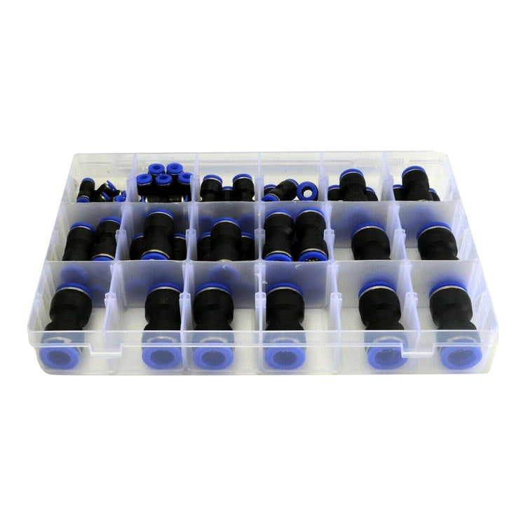 58pcs Air Line Coupler Push in Hose Joiner Metric Quick Connect Kit Nylon Hose-0