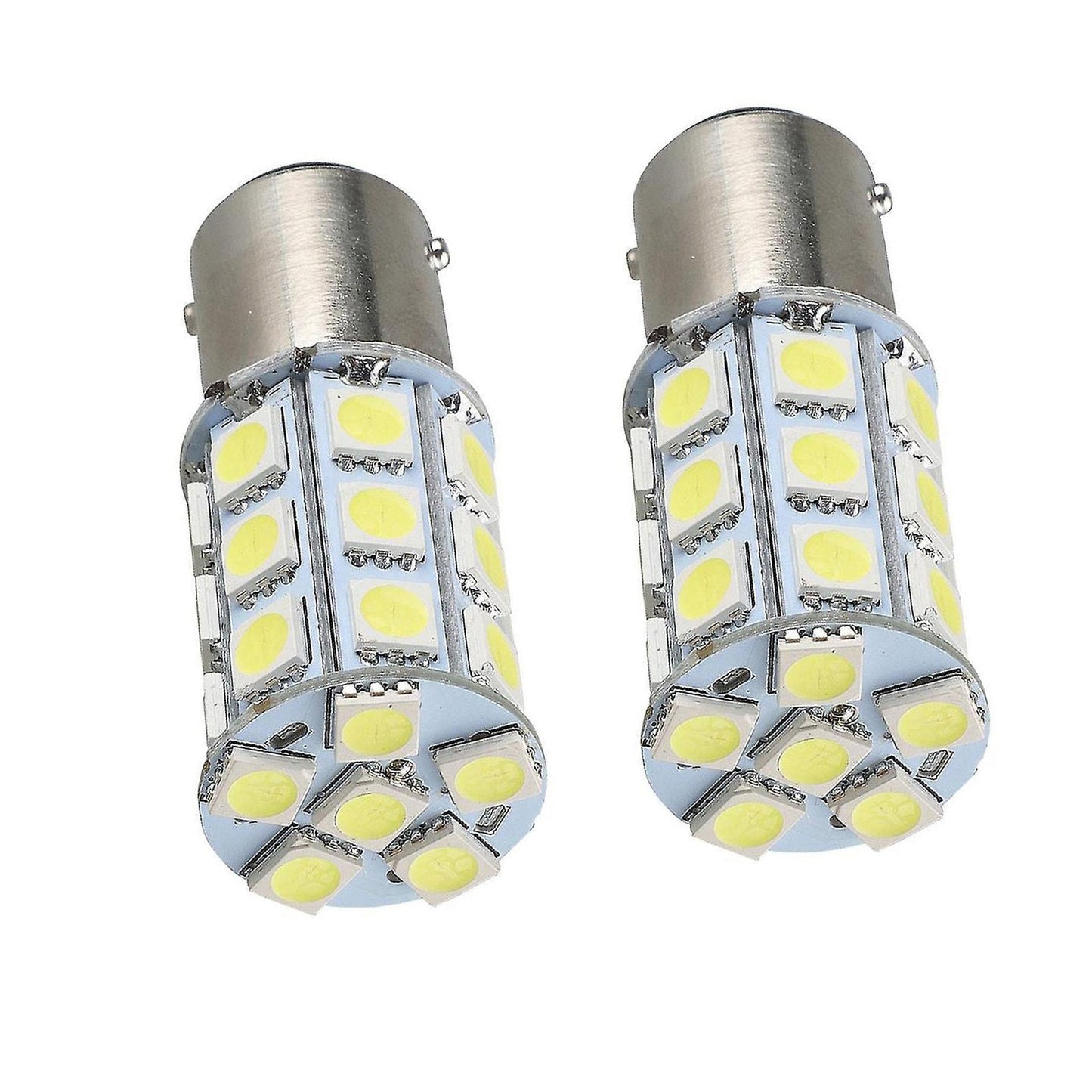2x 12V BA15D LED White 27 SMD 5050 Indicator Signal Lights Suitable For Caravan & Car-2