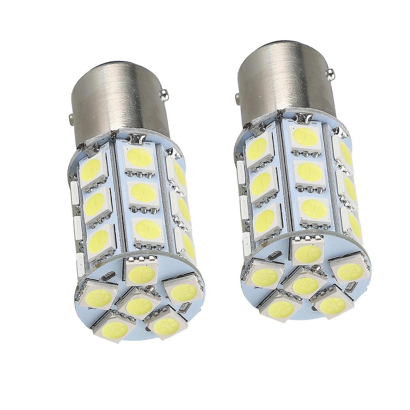 2x 12V BA15D LED White 27 SMD 5050 Indicator Signal Lights Suitable For Caravan & Car-2