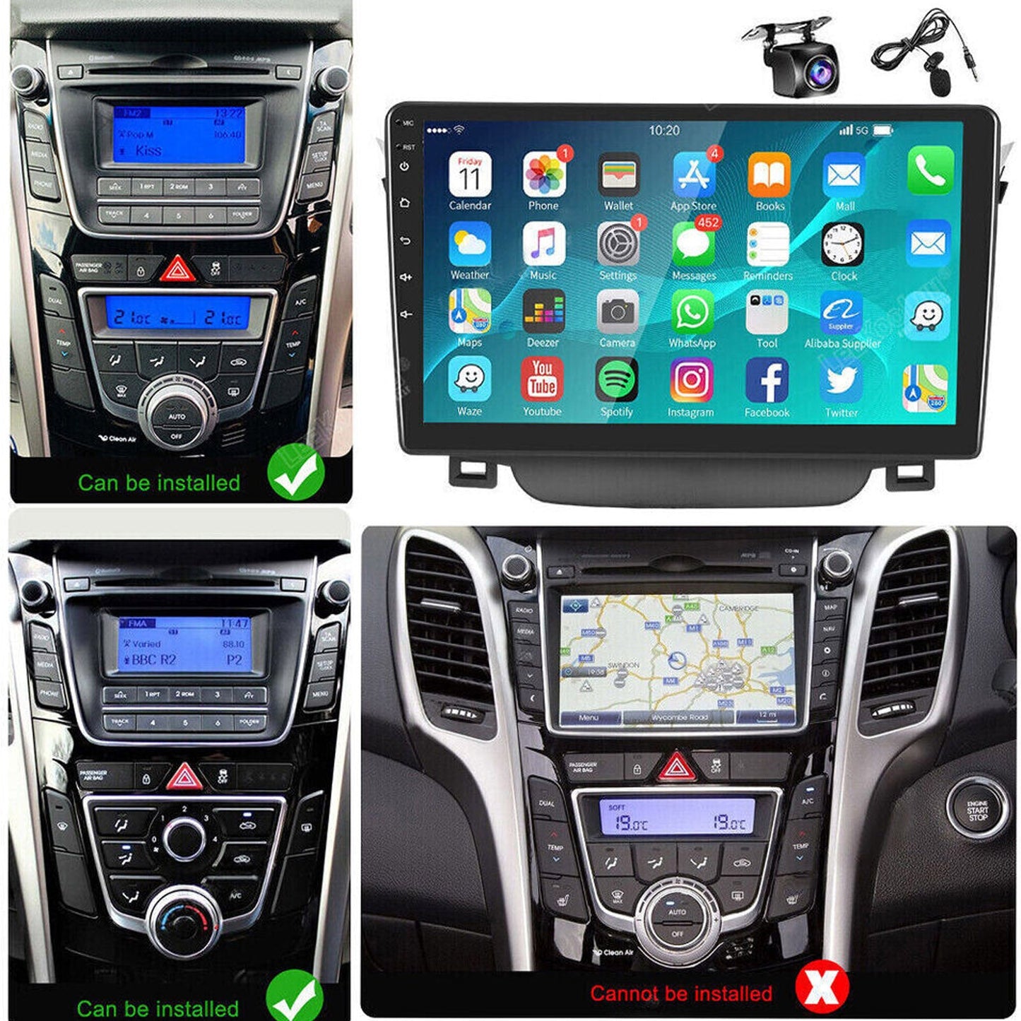 In-Dash Units 9" Touch Screen Stereo CarPlay Suitable For Toyota Corolla 2009-13-3