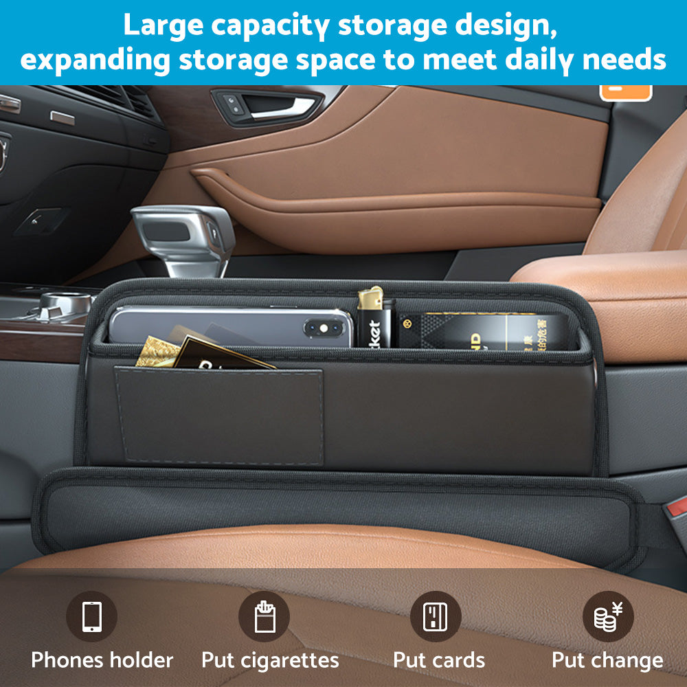 Car Seat Gap Storage Bag Organizer PU Leather With Exclusive Charging Cable Hole-3
