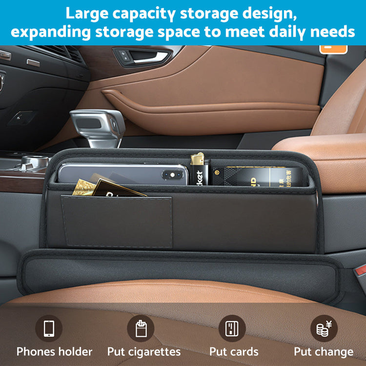 Car Seat Gap Storage Bag Organizer PU Leather With Exclusive Charging Cable Hole-3