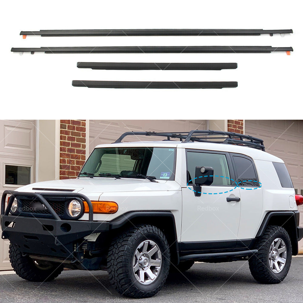 4x Door Auto Window Trim Moulding Belt Weatherstrip For Toyota 07-14 FJ Cruiser-3