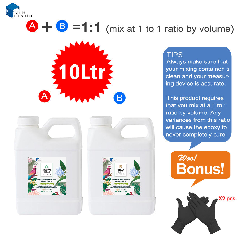 5L Epoxy Art Resin Kit 1:1 Suitable For Glass & Water Clear Coating UV-0