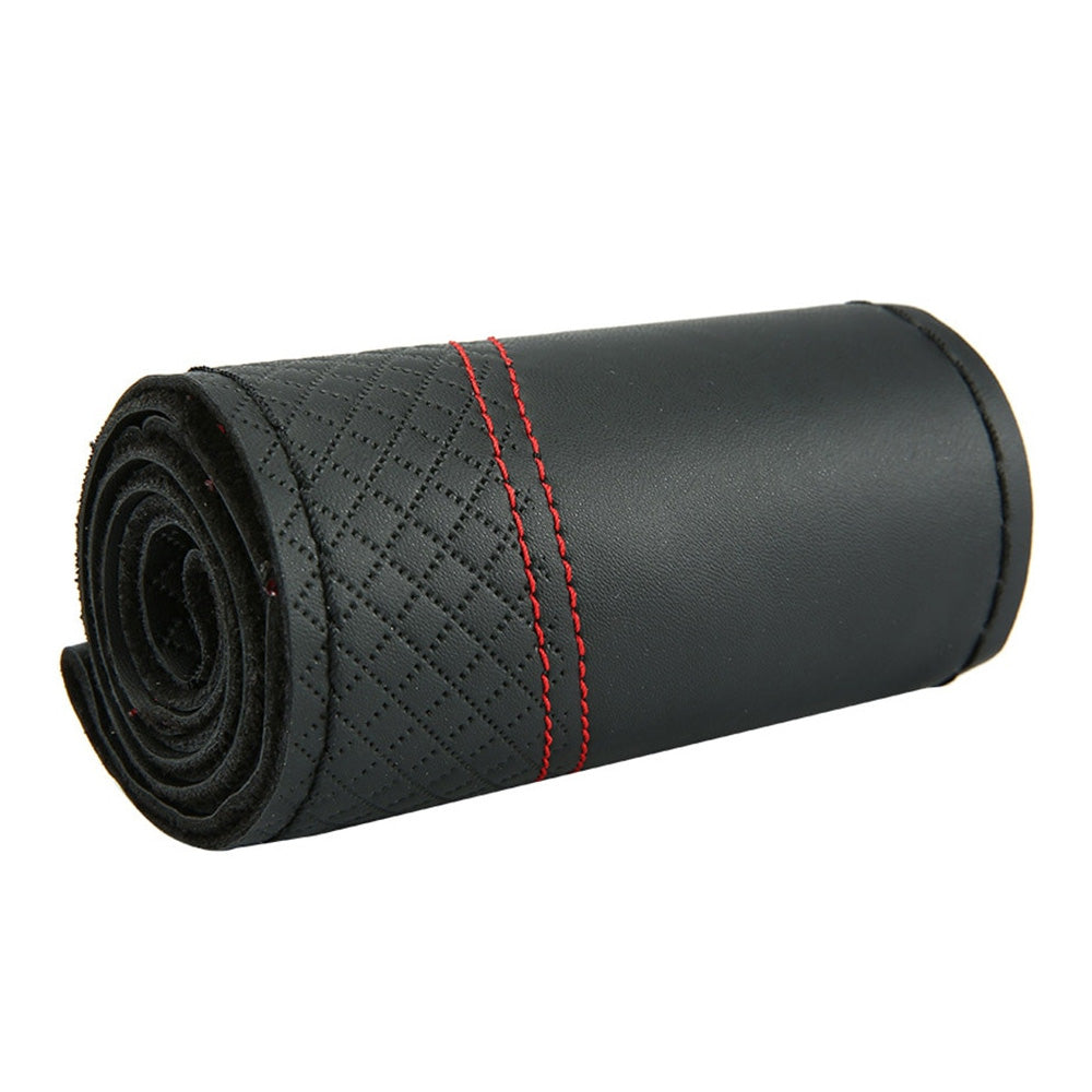 Premium Leather DIY Steering Wheel Cover Suitable For Car – 38cm Auto Protection With Needle-1