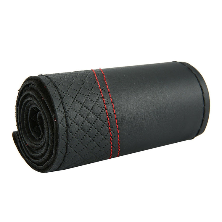 Premium Leather DIY Steering Wheel Cover Suitable For Car – 38cm Auto Protection With Needle-1