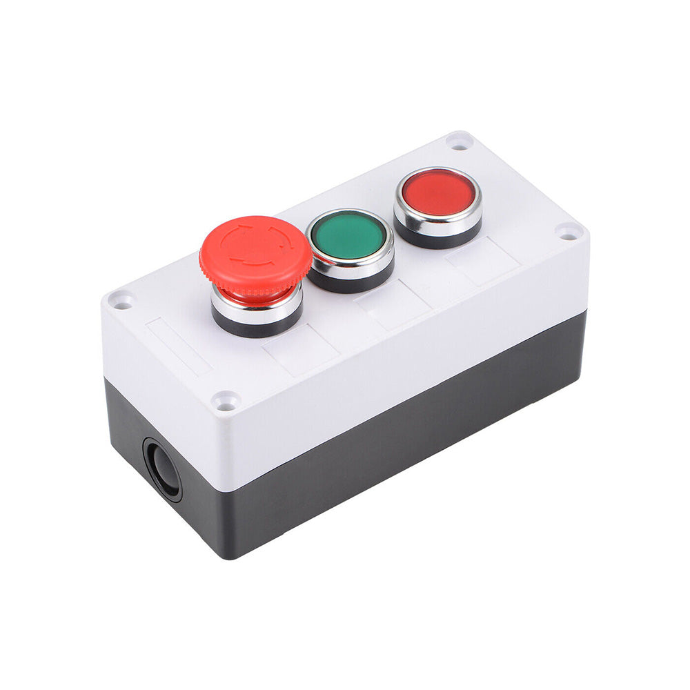 Push Button Switch Box With Red & Green Momentary NO NC Switches and Emergency Stop Suitable For Industrial Control-1