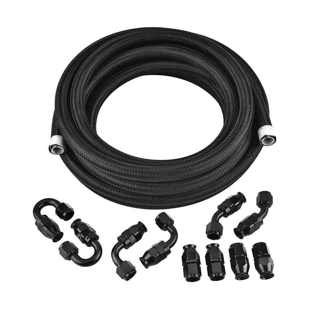 8AN E85 Stainless Steel Braided PTFE Fuel Line Hose Swivel Fittings Kit 20FT 6M - Frazy's Auto Parts
