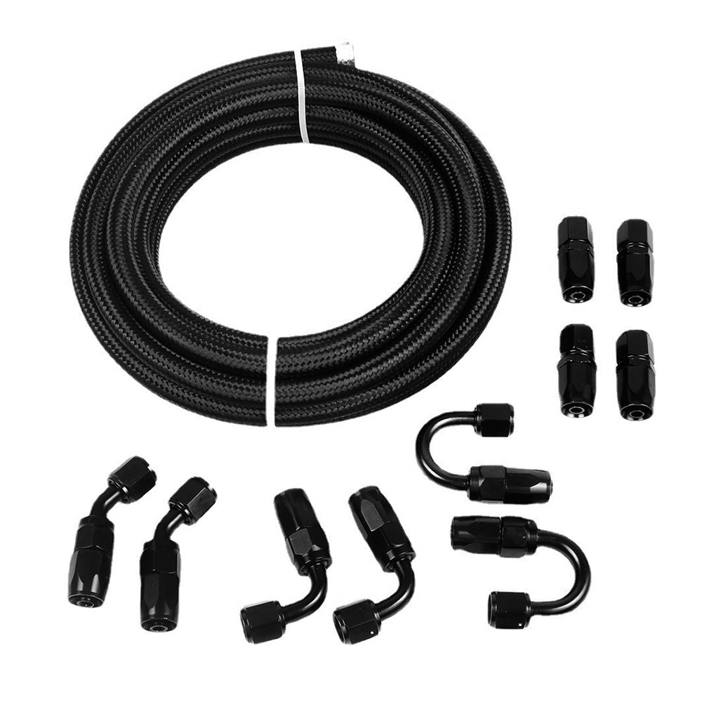 8AN E85 Stainless Steel Braided PTFE Fuel Line Hose Swivel Fittings Kit 20FT 6M - Frazy's Auto Parts