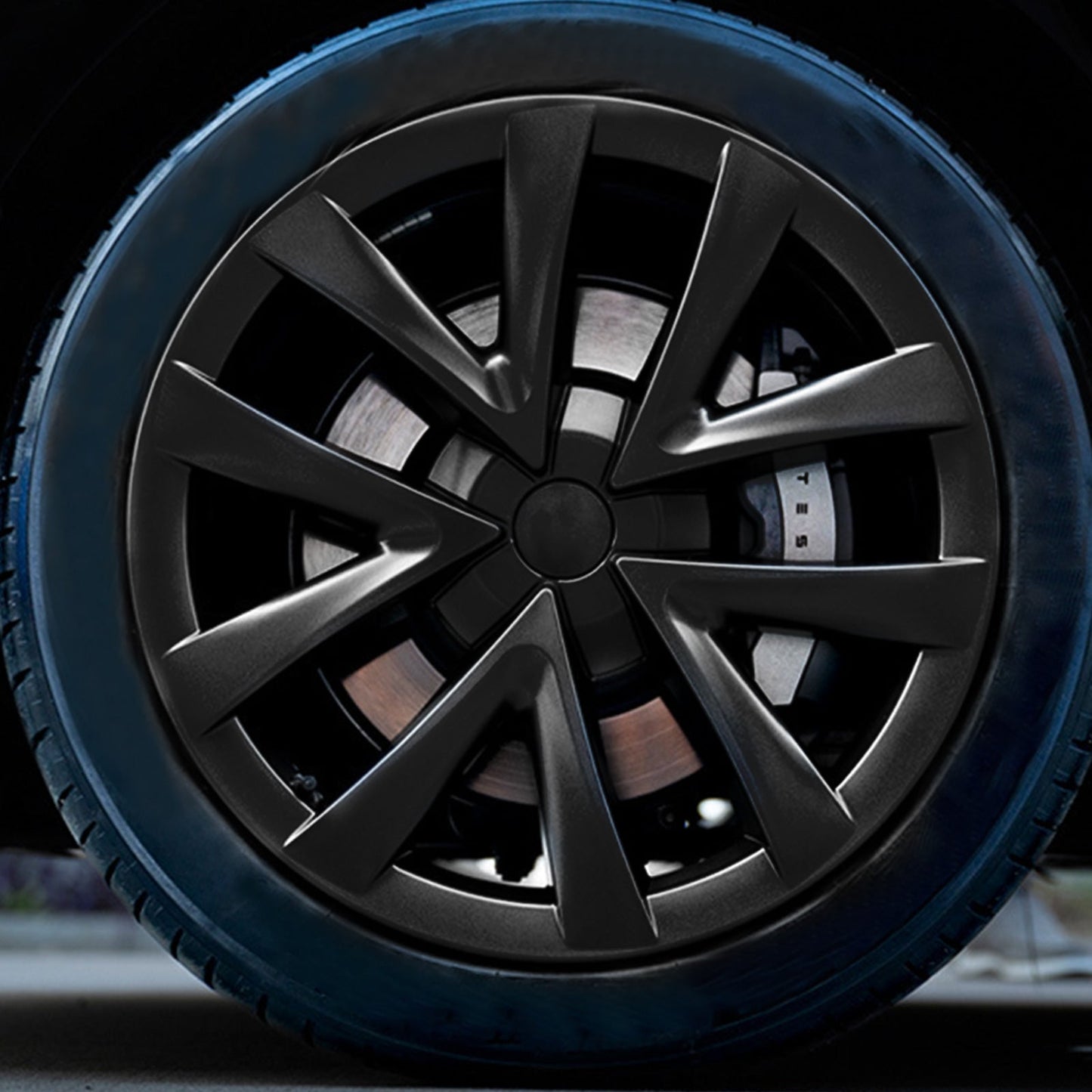 4x Matt Black Wheel Hub Caps Suitable For Tesla Model 3-4