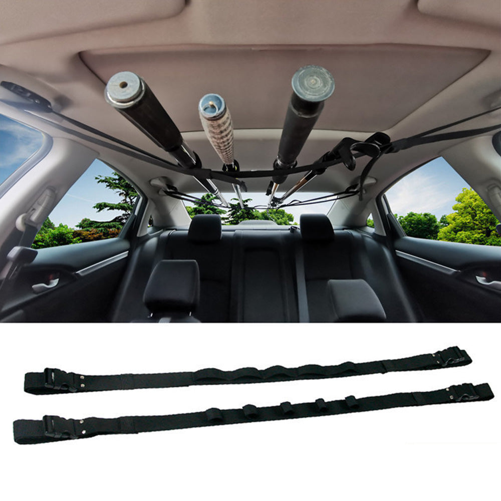 2pcs Car Fishing Rod Holder Mounted Storage Rack Vehicle Belt Strap Carrier-3