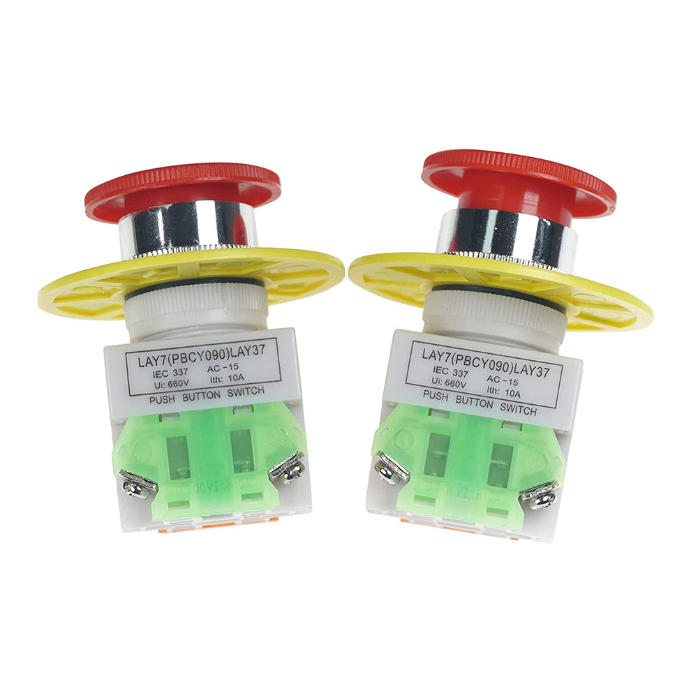 Emergency Stop Push Button Switch 2x Red Mushroom Suitable For Industrial or Automotive Use-4