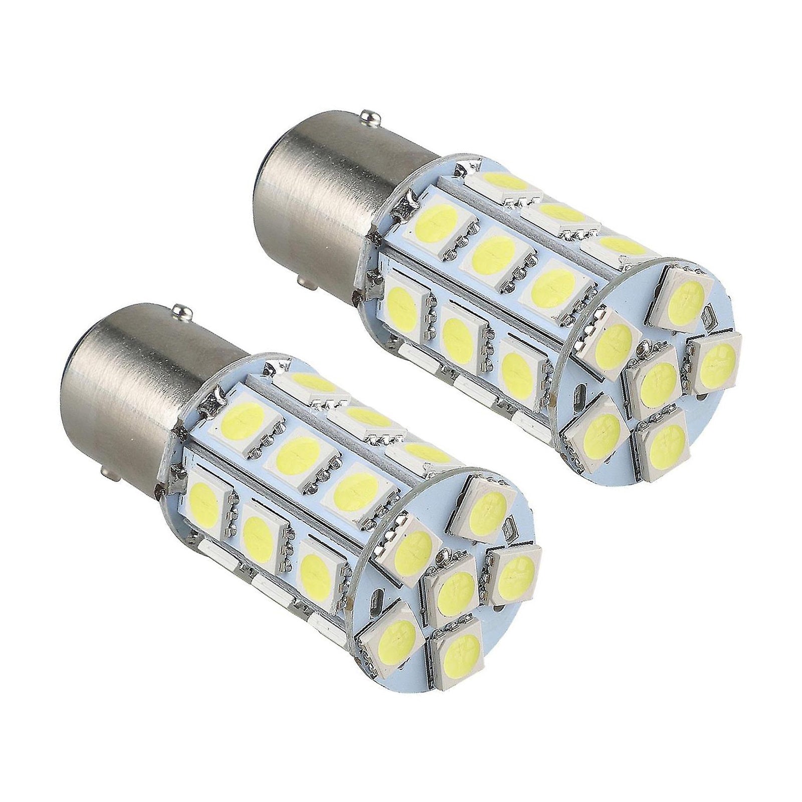 2x 12V BA15D LED White 27 SMD 5050 Indicator Signal Lights Suitable For Caravan & Car-3