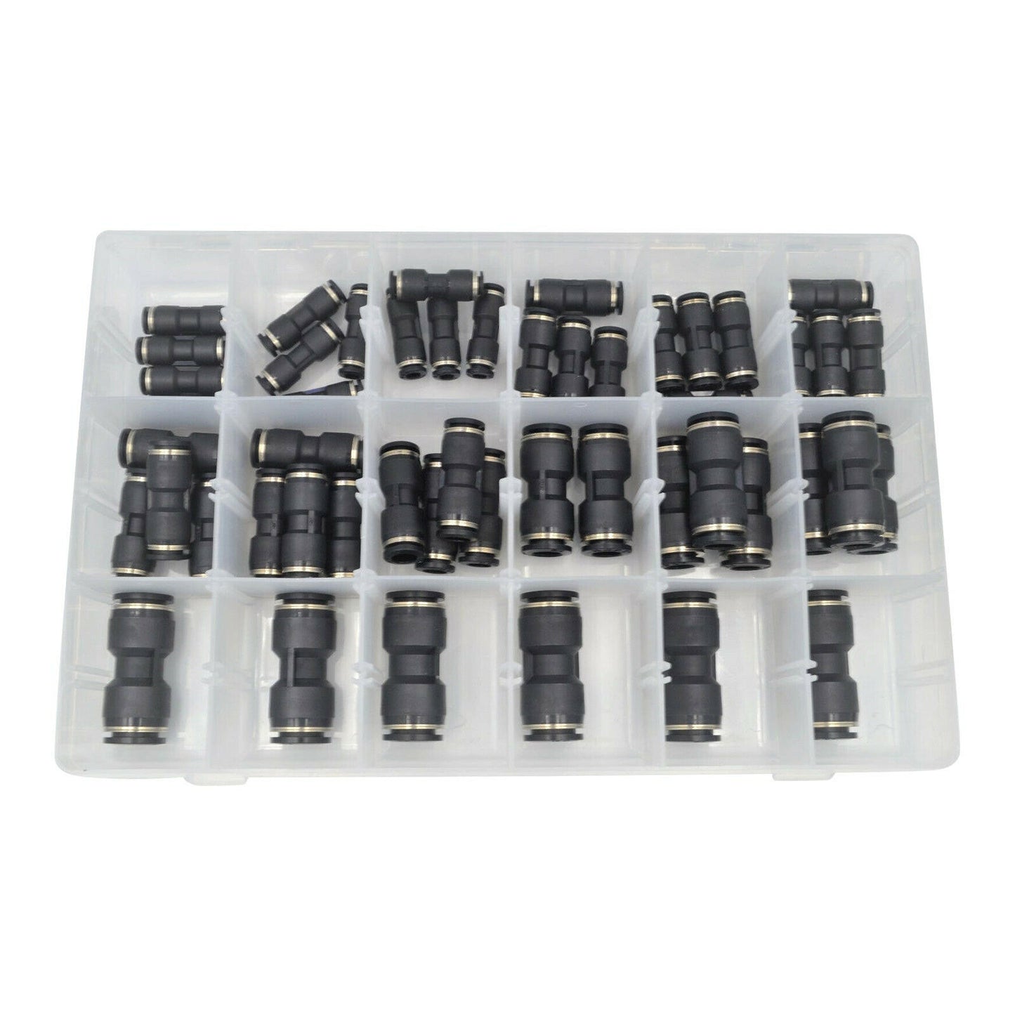 Pneumatic Push In Air Line Hose Quick Connect Kit 50x Suitable For Imperial Nylon Tubing-0