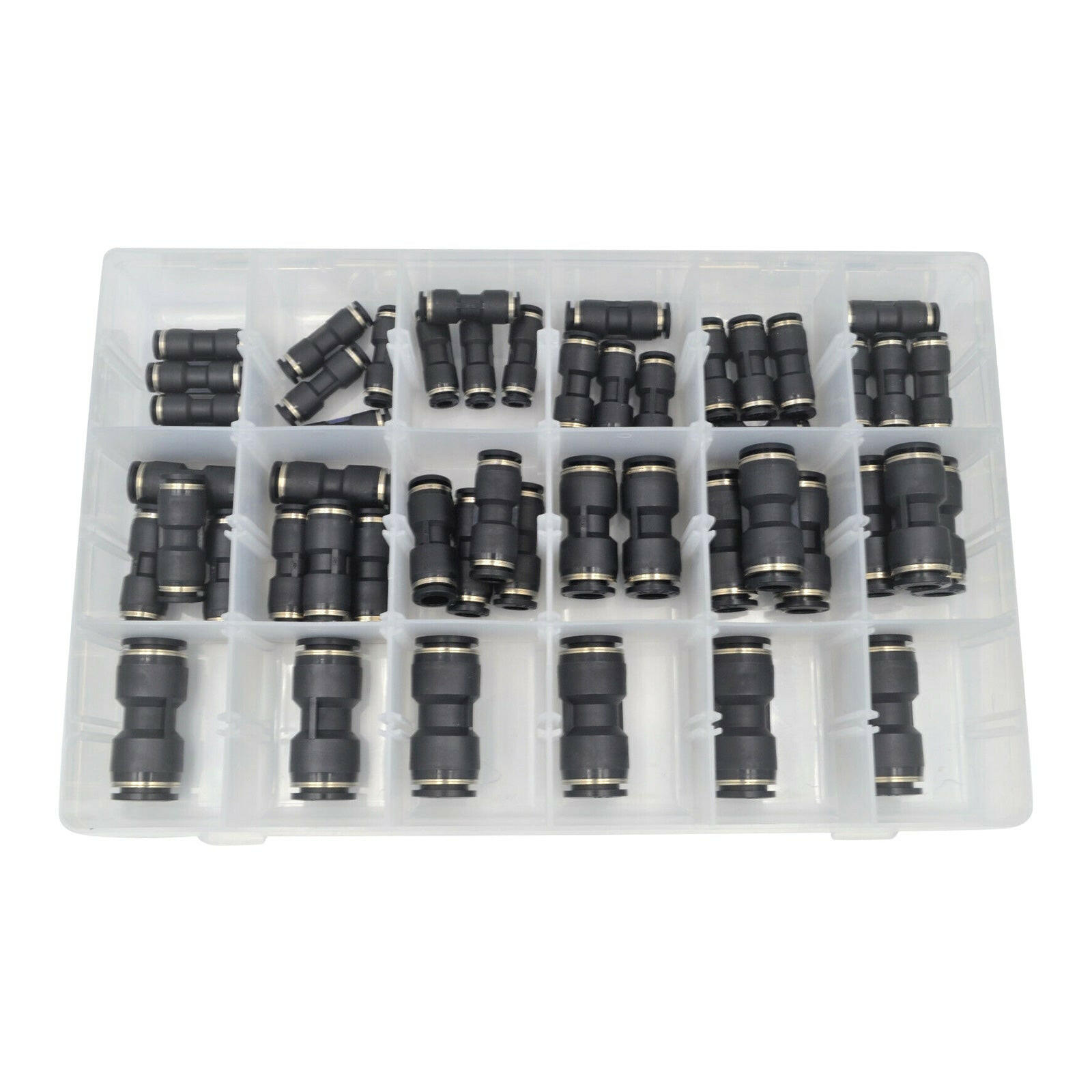 Pneumatic Push In Air Line Hose Quick Connect Kit 50x Suitable For Imperial Nylon Tubing-0