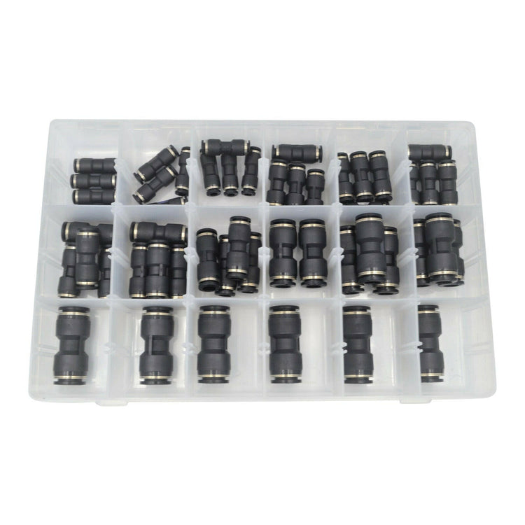 Pneumatic Push In Air Line Hose Quick Connect Kit 50x Suitable For Imperial Nylon Tubing-0