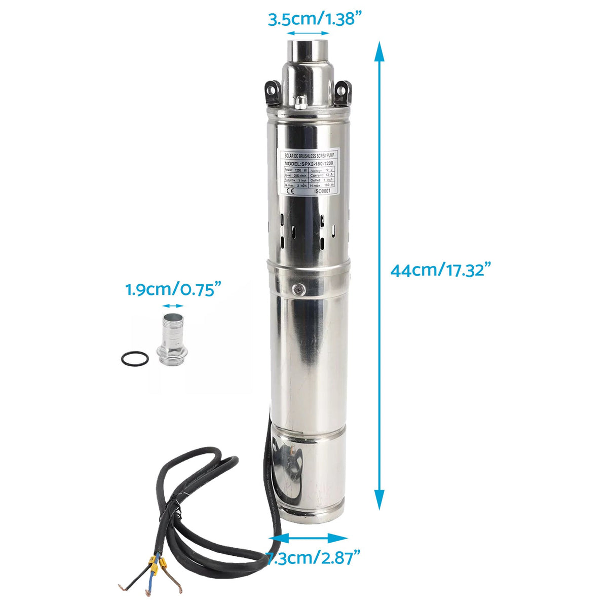 3in 48V 750W Solar Bore Pump Screw MPPT Submersible Deep Well Pump 140M-1