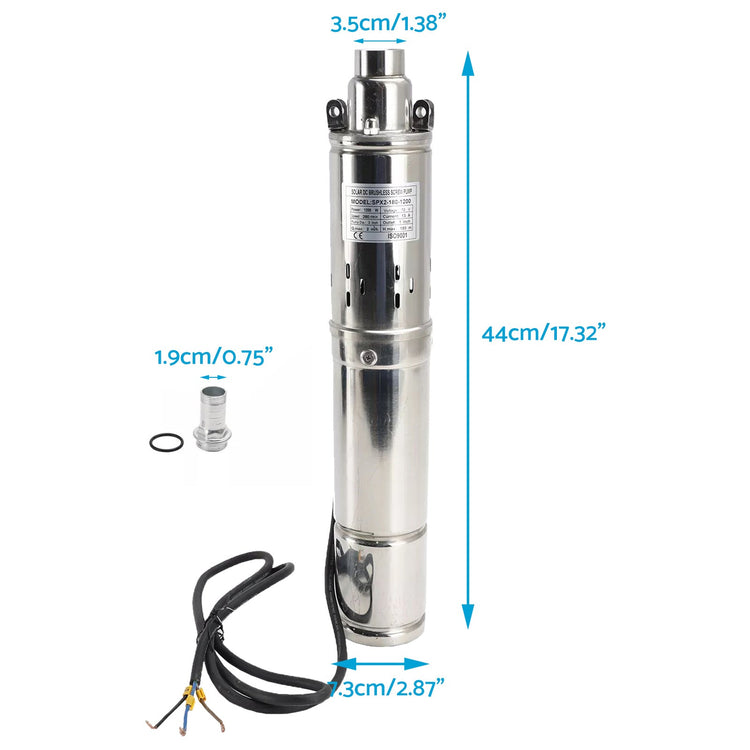 3in 48V 750W Solar Bore Pump Screw MPPT Submersible Deep Well Pump 140M-1