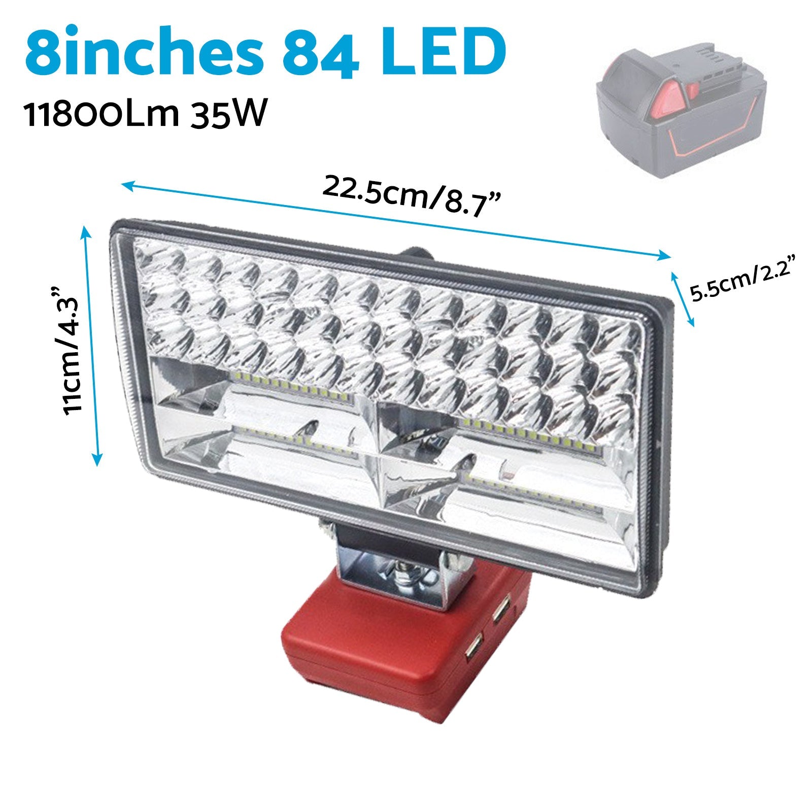 8in Wireless LED Work Light Torch Suitable For Milwaukee 18V Li - ion Battery - Frazy's Auto Parts